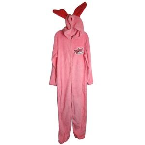 A Christmas Story Pink Bunny Pajamas Union Suit Adult XL Ralphie Costume Fleece